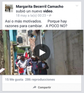 Margarita Becerril. El abandono a la campaña electoral. Foto Facebook.