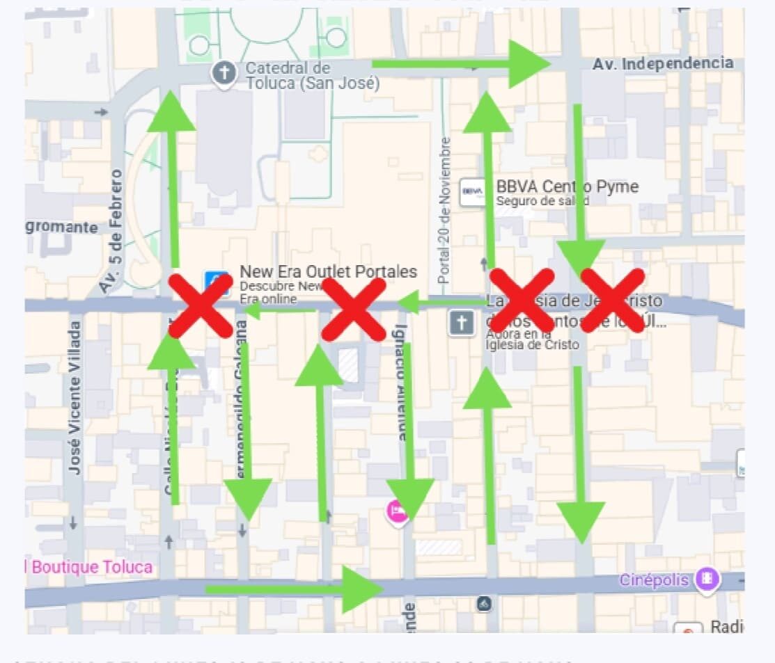 Anuncia Toluca cierre temporal de la Av. Hidalgo por instalación de cruces inteligentes