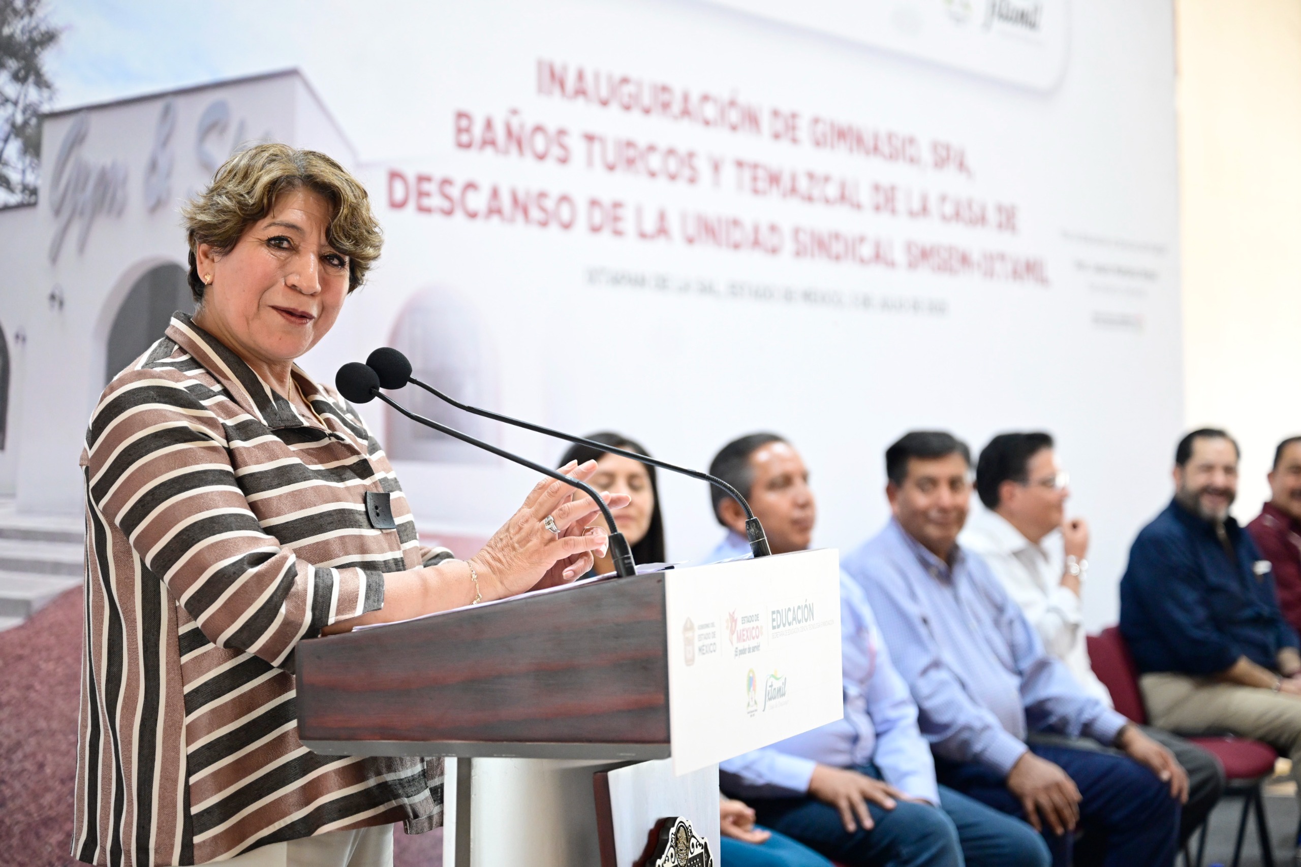 Inaugura Delfina Gómez gimnasio, spa y temazcal para en Casa de Descanso del SMSEM en Ixtapan de la Sal