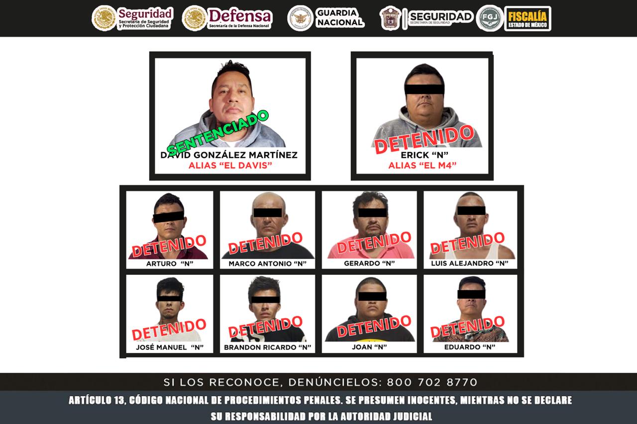 Detienen a nueve integrantes de Cártel de Jalisco dedicados a la extorsión en Edomex